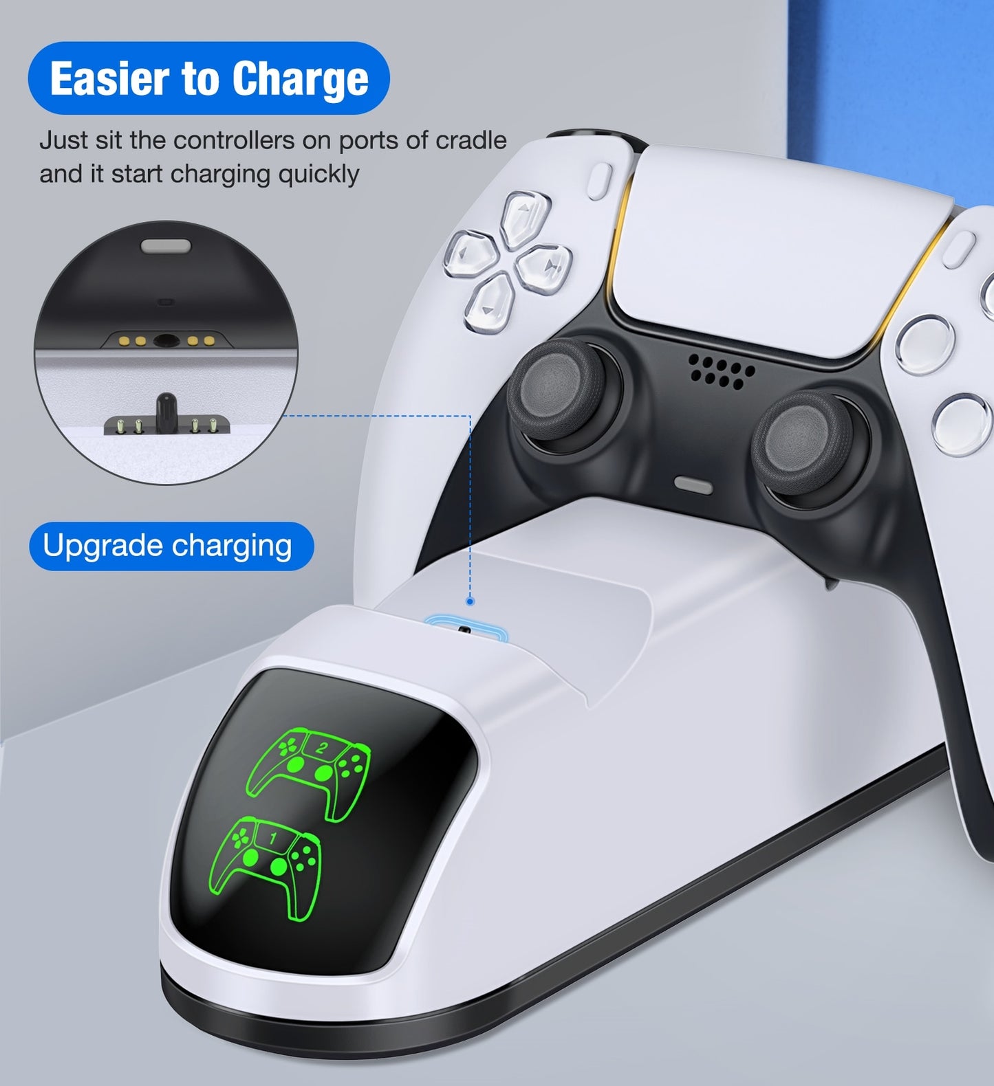 Dual Fast Charger for Playstation 5 Controller Charger Station Charging Cradle Dock Station With LED Indicator for PS5 Gamepads