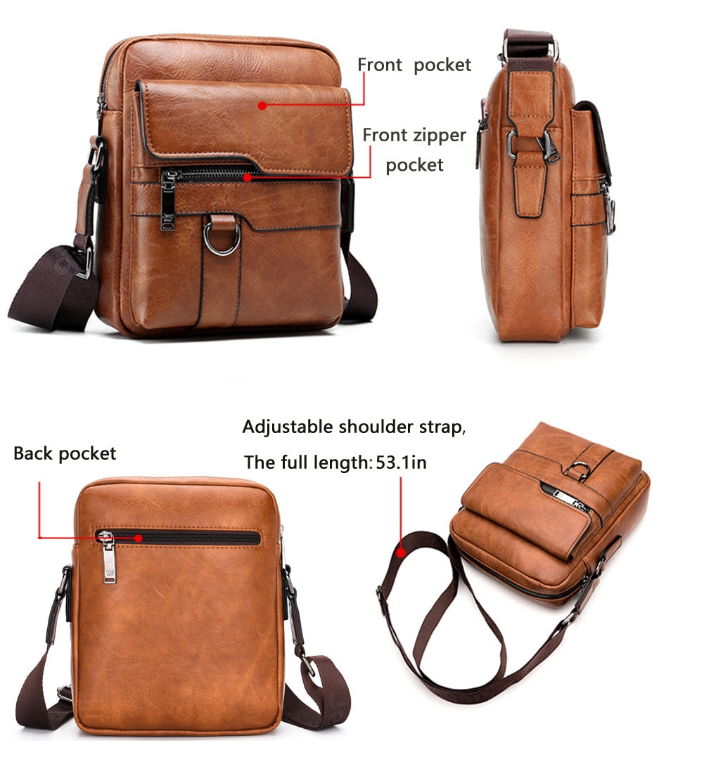 JEEP BULUO Man Leather Bag Shoulder Crossbody Bags For Men Cow Split Leather Male iPad Business Messenger Bag Drop Shipping