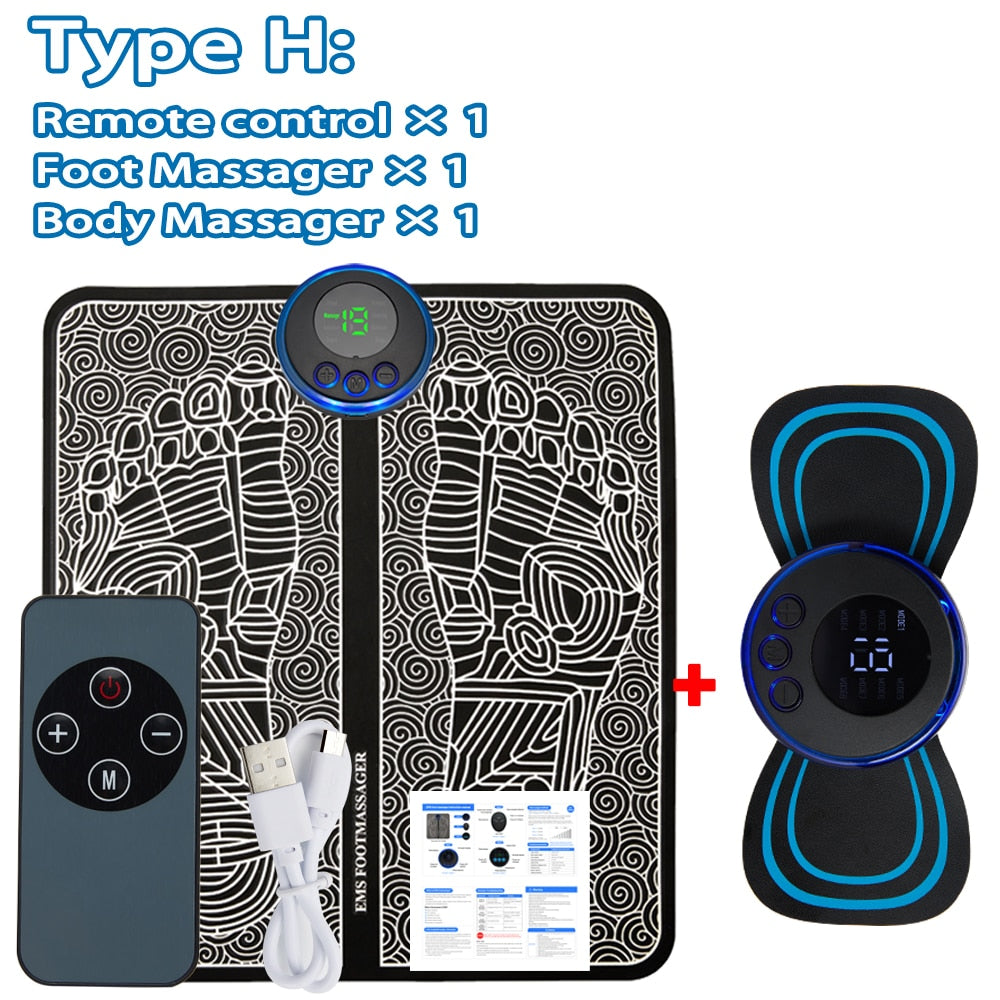 Electric EMS Foot Massager Pad Relief Pain Relax Feet Acupoints Massage Mat Shock Muscle Stimulation Improve Blood Circulation