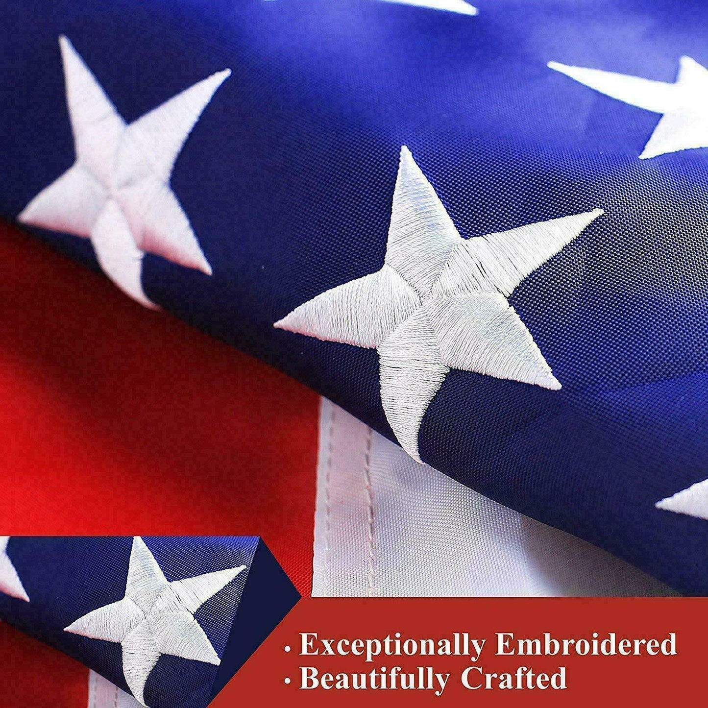 3x5ft US American Flag Heavy Duty Embroidered Stars Sewn Stripes Grommets Oxford