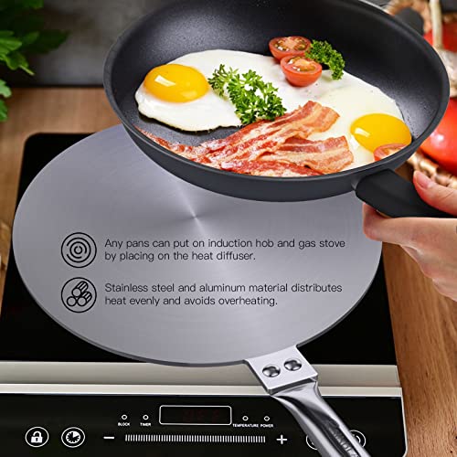 Heat Diffuser Simmer Ring Plate, Stainless Steel With Stainless Handle, Induction Adapter Plate For Gas Stove Glass Cooktop Converter, Flame Guard Induction Hob Pans, 7.5Inch & 8Inch & 9.25 Inch
