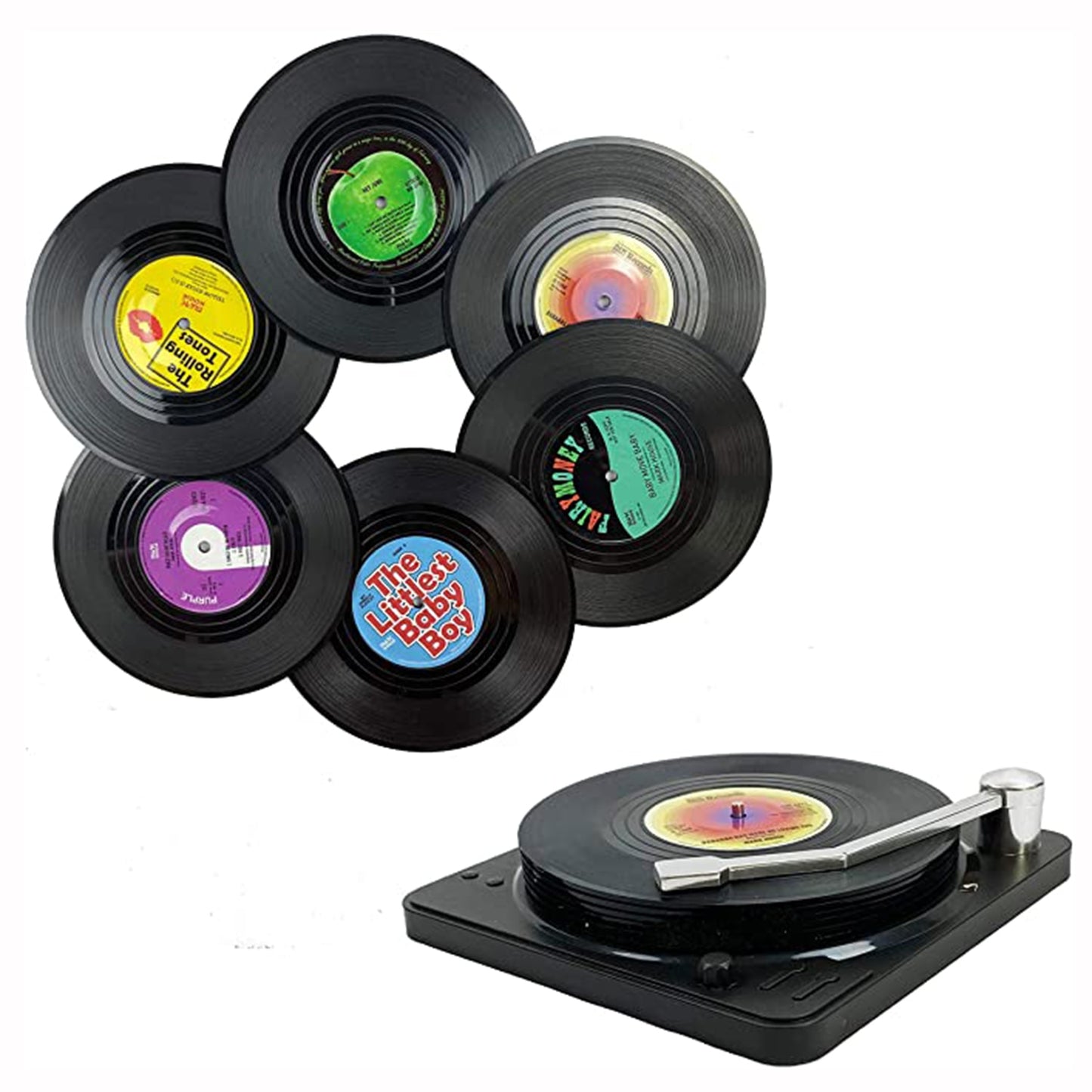 Vinyl Disk Coasters With Holder