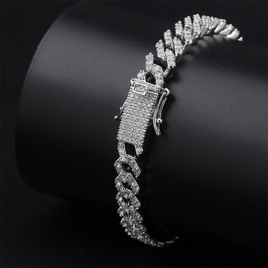 TOPGRILLZ Hip Hop Iced Out Bling CZ Men Bracelet fashion 7 8 9 inch long Miami Cuban Chain bracelets male Hiphop jewelry gifts
